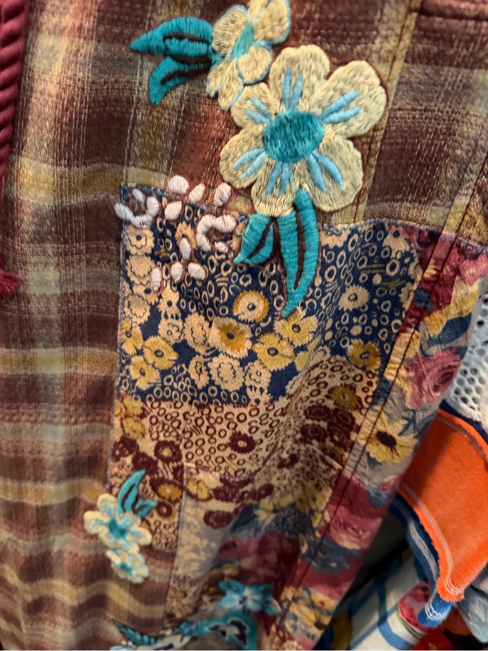 NWT FREE PEOPLE BROOKS EMBROIDERED WIDE LEG PATCHWORK PANTS 🔥🔥 - Picture 6 of 7